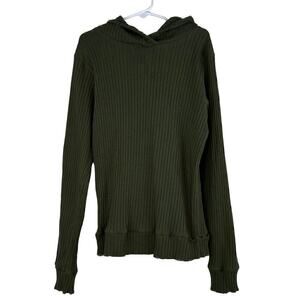 Kate Quinn Olive Green Organic Cotton Ribbed Pullover Hoodie Size 11-12 Years